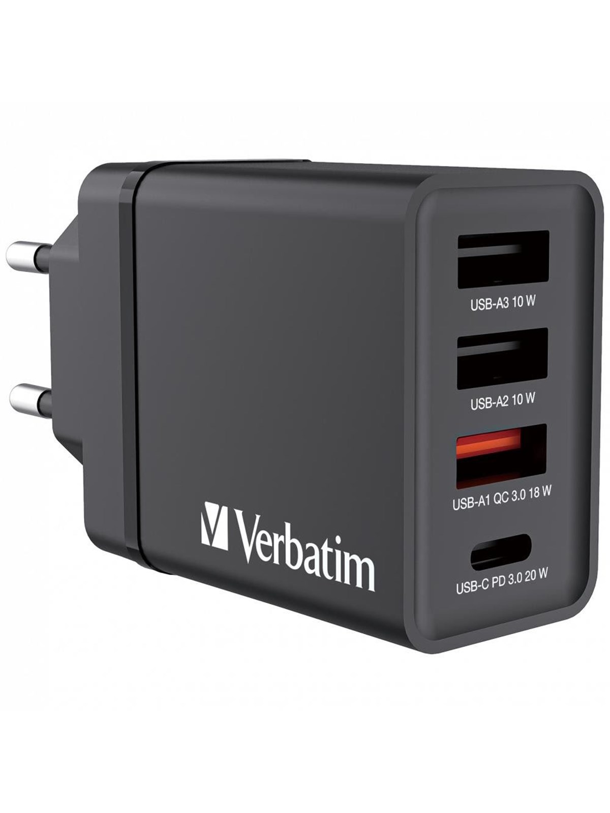 Verbatim power adapter - 24 pin USB-C 3 x USB Type A - 30 Watt, Mobil Oplader