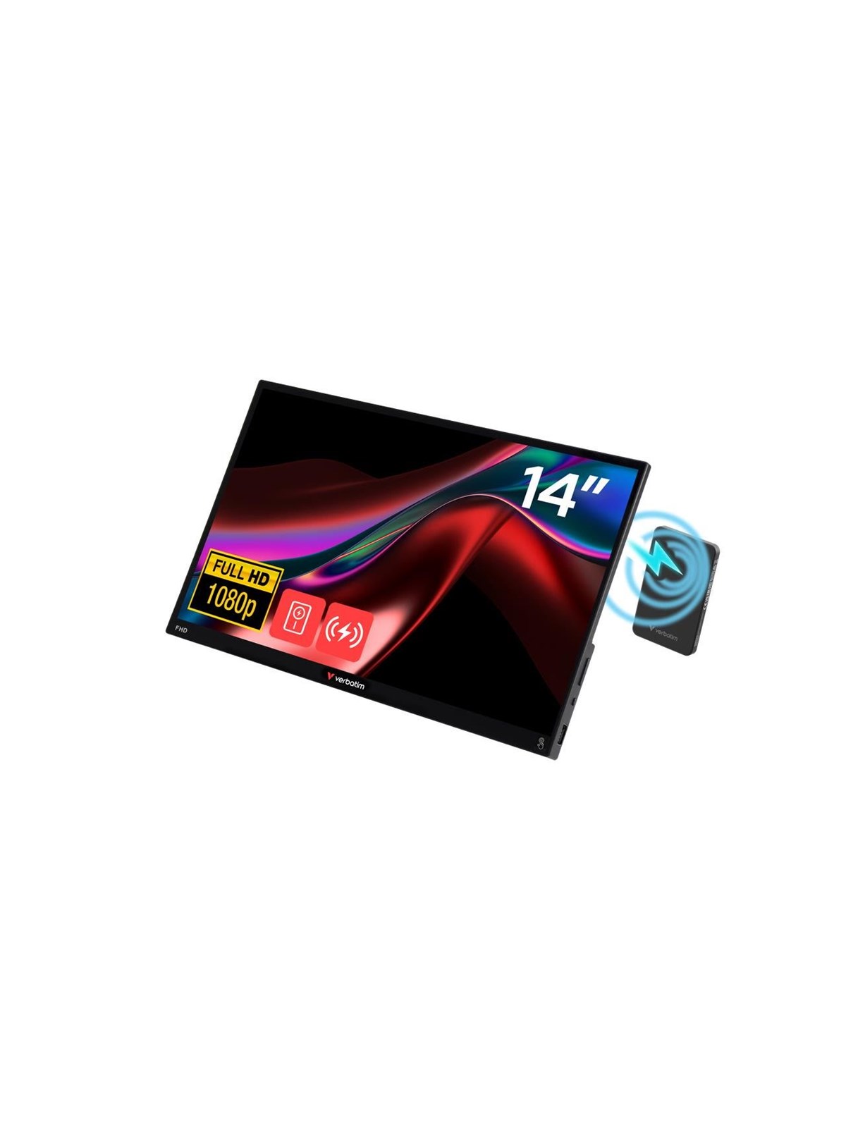 Touch Skærm14" Verbatim Portable Touchscreen Monitor Light 14" Full HD 1080p & Wireless Power Supply