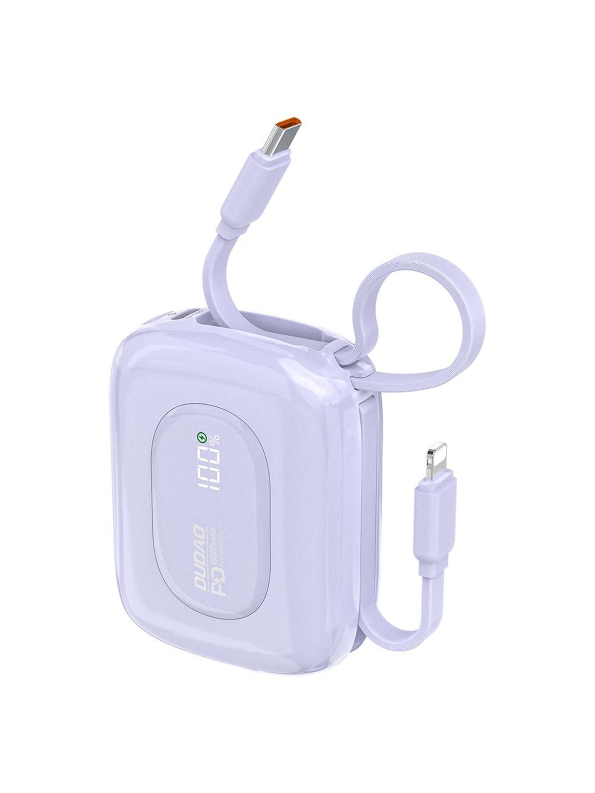 Dudao K32 22.5W 10000 mAh Powerbank with Built-in USB-C/ Lightning Cable - Purple Powerbank - Lilla - 10000 mAh