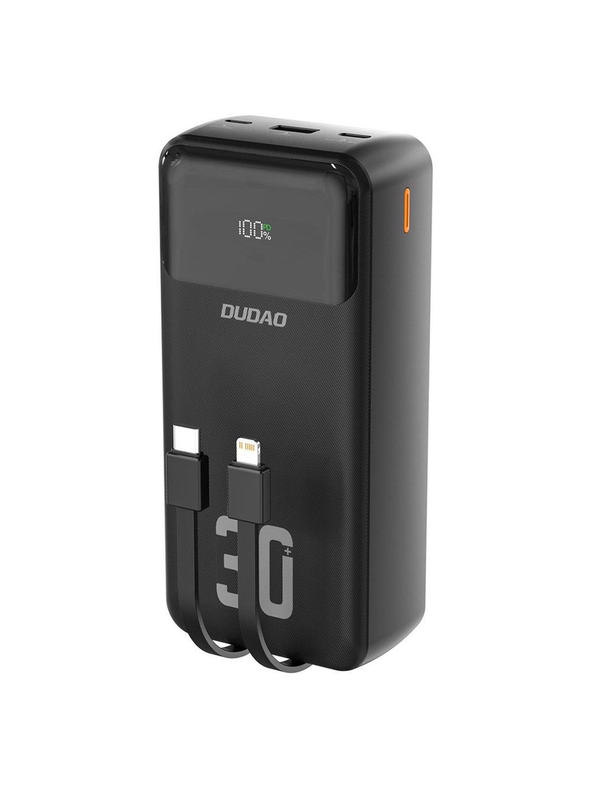Dudao K15MAX PD 22.5W Powerbank with Built-in Cables - Black Powerbank - Sort - 30000 mAh