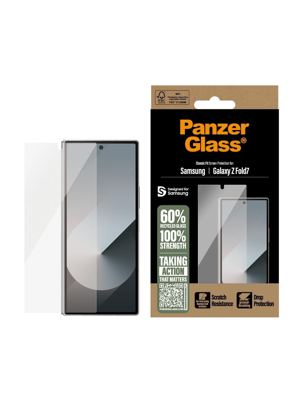 PanzerGlass Screen Protector Samsung Galaxy Z Fold7 | Classic Fit, Beskyttelsesglas