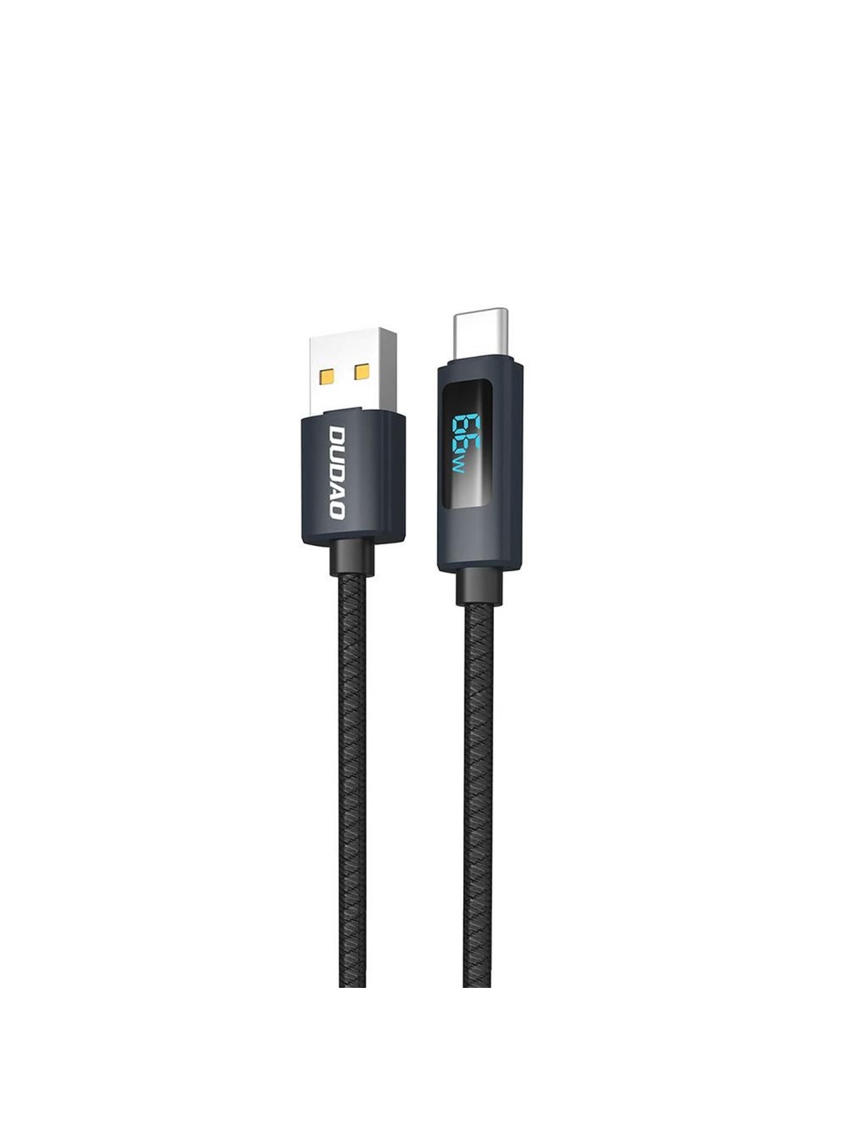 Dudao L7T USB-A - USB-C 66W Cable with LED Display 1m - Black, Usb Kabel