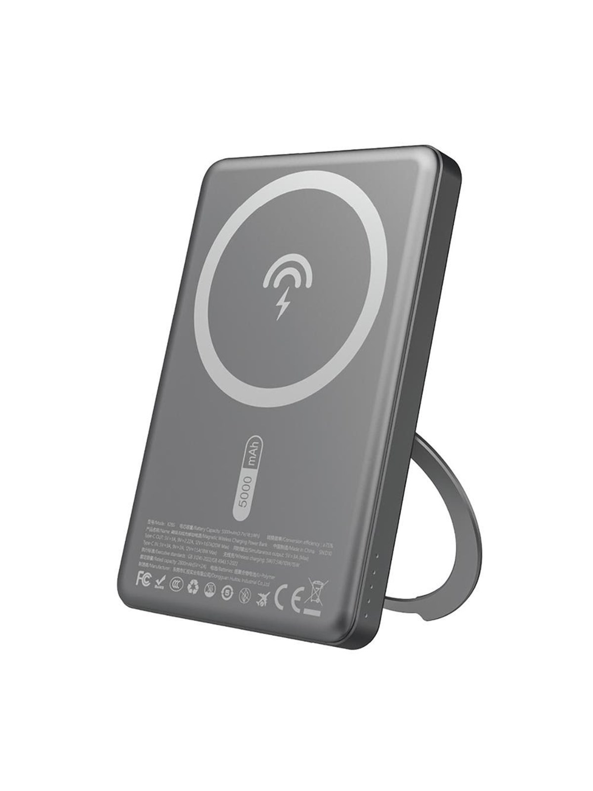 Dudao K28S 20W PD 5000mAh Powerbank with MagSafe and Stand - Gray Powerbank - Grå - 5000 mAh