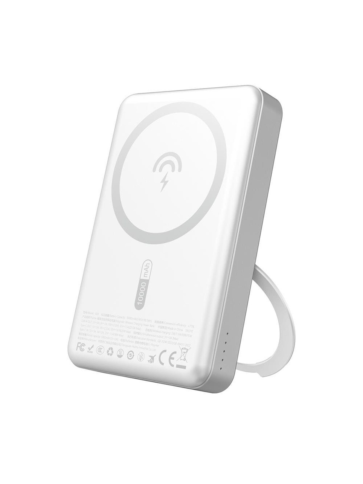 Dudao K28 10000mAh PD 22.5W MagSafe Powerbank with Metal Case and Ring Stand - Silver Powerbank - Sølv - 10000 mAh
