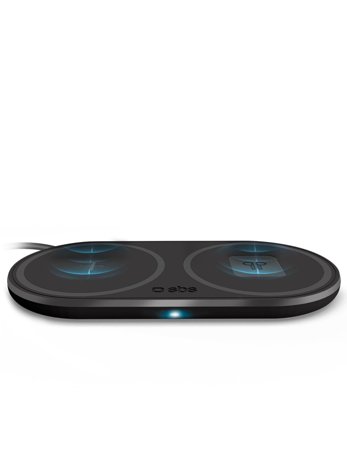 SBS dobbelt trådløs 10W+10W Qi opladerplade - Sort, Mobil Oplader