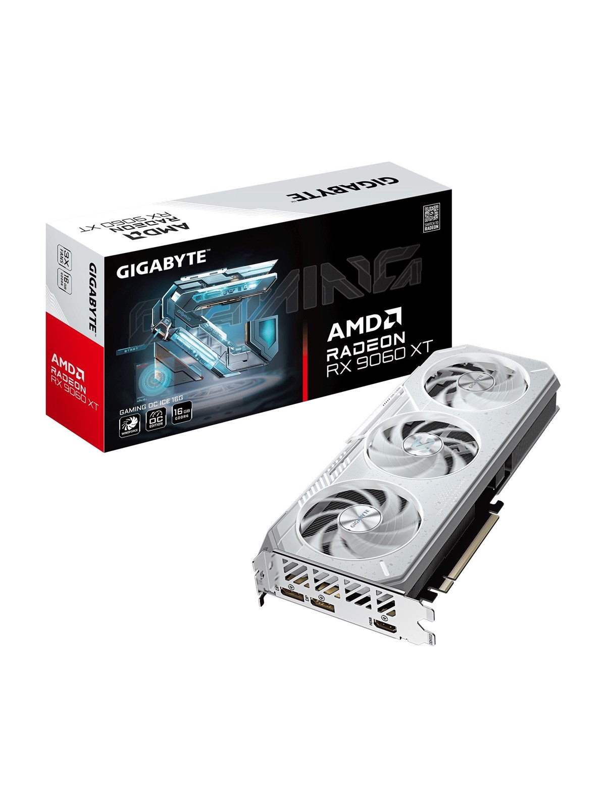 GIGABYTE Radeon RX 9060 XT GAMING OC ICE - 16GB GDDR6 RAM - Grafikkort, Grafikkort