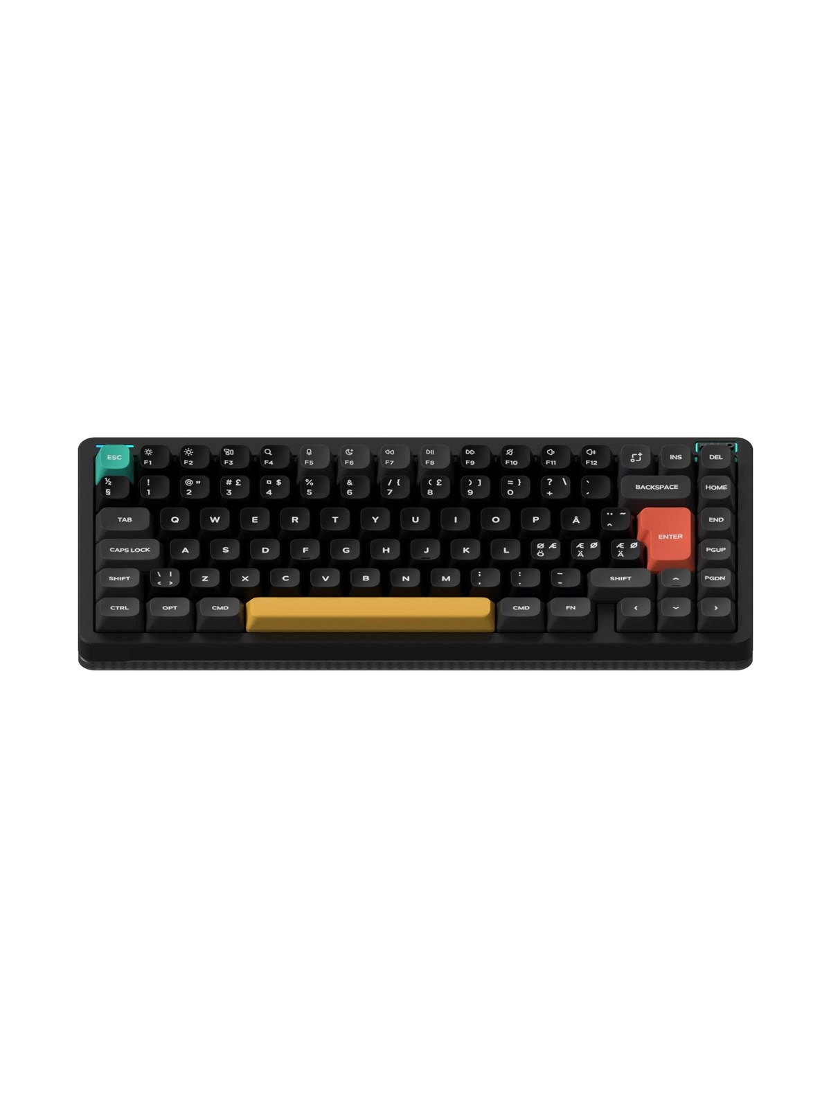 NuPhy Halo75 V2 Obsidian Black - Lemon - Gaming Tastatur - Uden Numpad - Nordisk - Sort