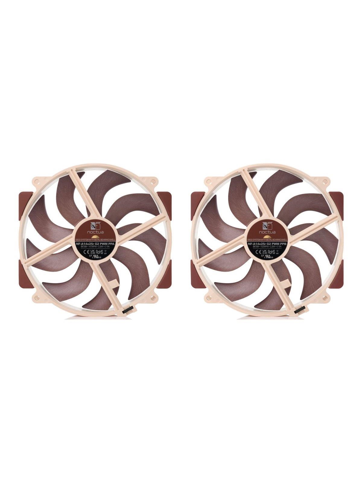 Noctua NF-A14X25R G2 PWM SX2 PP - system fan kit - Kabinet køler - 140mm - Brun