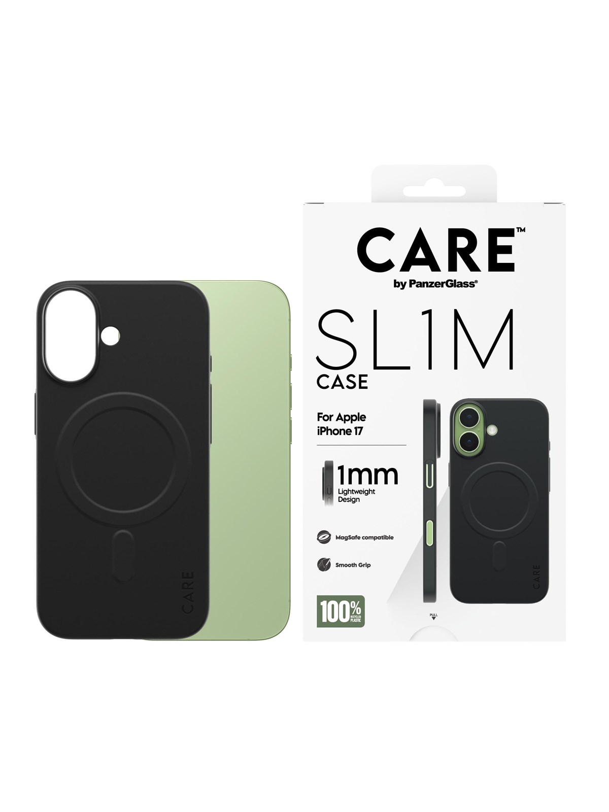 CARE by PanzerGlass SL1M Case Black w. MagSafe iPhone 17, Mobilcover