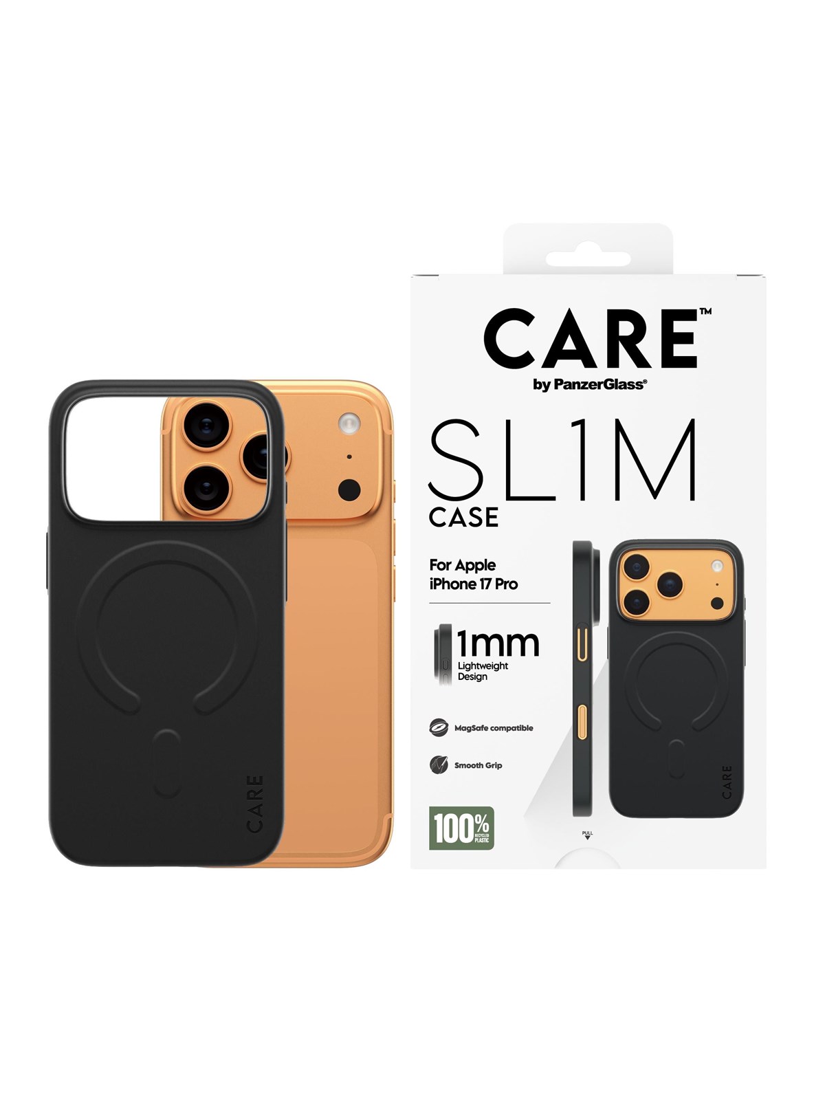 CARE by PanzerGlass SL1M Case Black w. MagSafe iPhone 17 Pro, Mobilcover