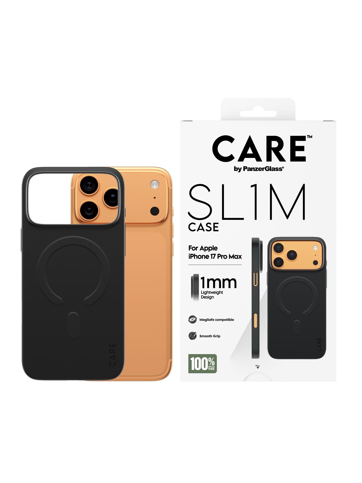 CARE by PanzerGlass SL1M Case Black w. MagSafe iPhone 17 Pro Max, Mobilcover