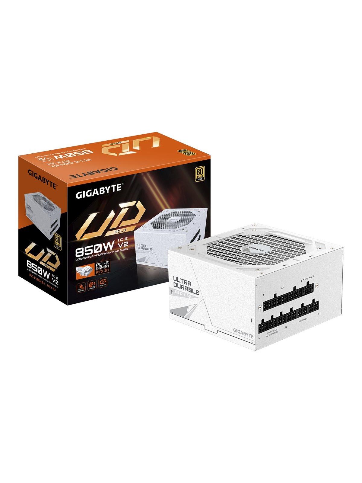 GIGABYTE UD850GM PG5 V2 ICE Strømforsyning - 850 Watt - 120 mm - ATX 3.1 - 80 Plus Gold certified