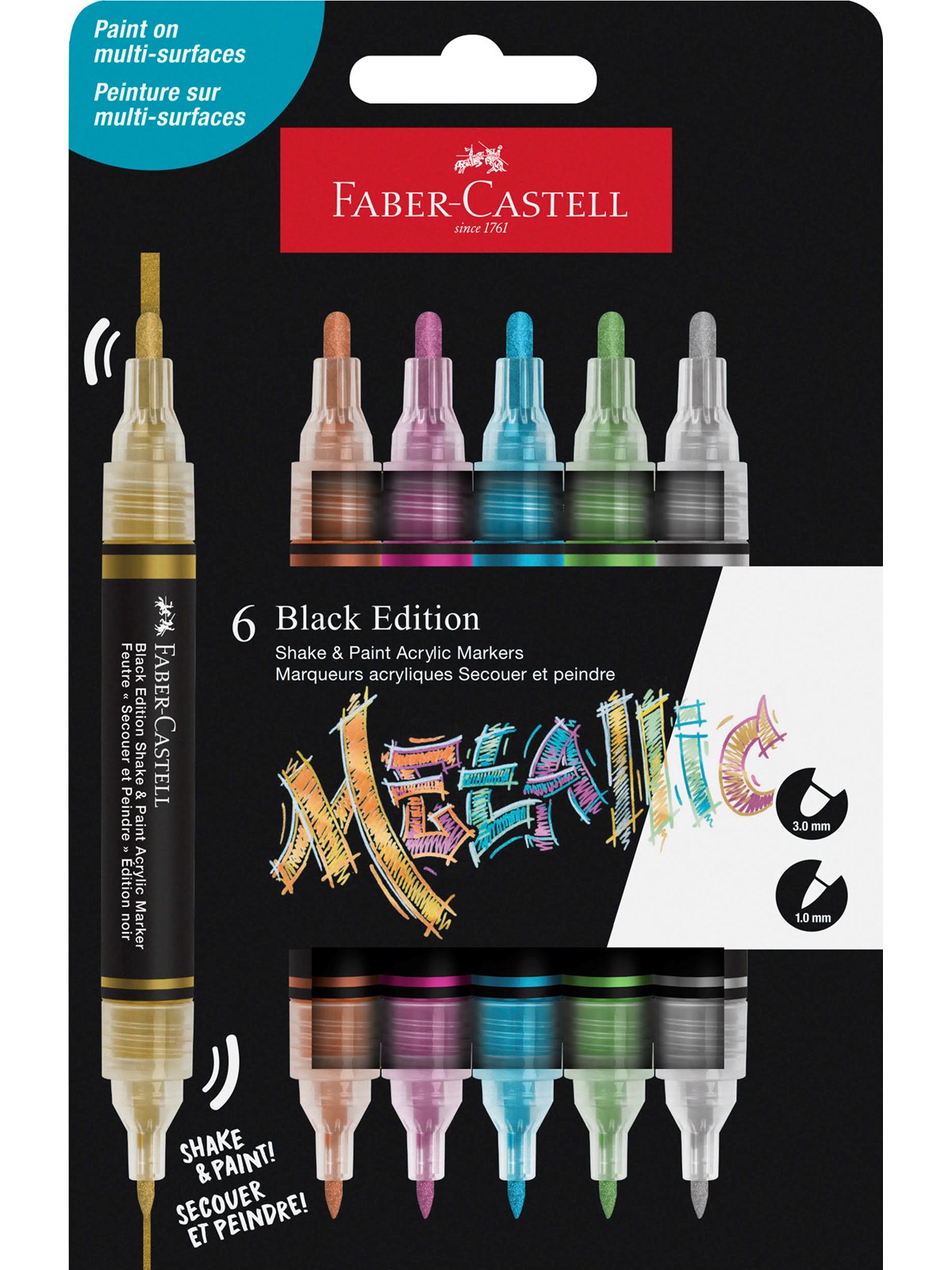Faber-Castell Black Edition Shake&Paint Acrylic Marker 6 ass metallic 2025