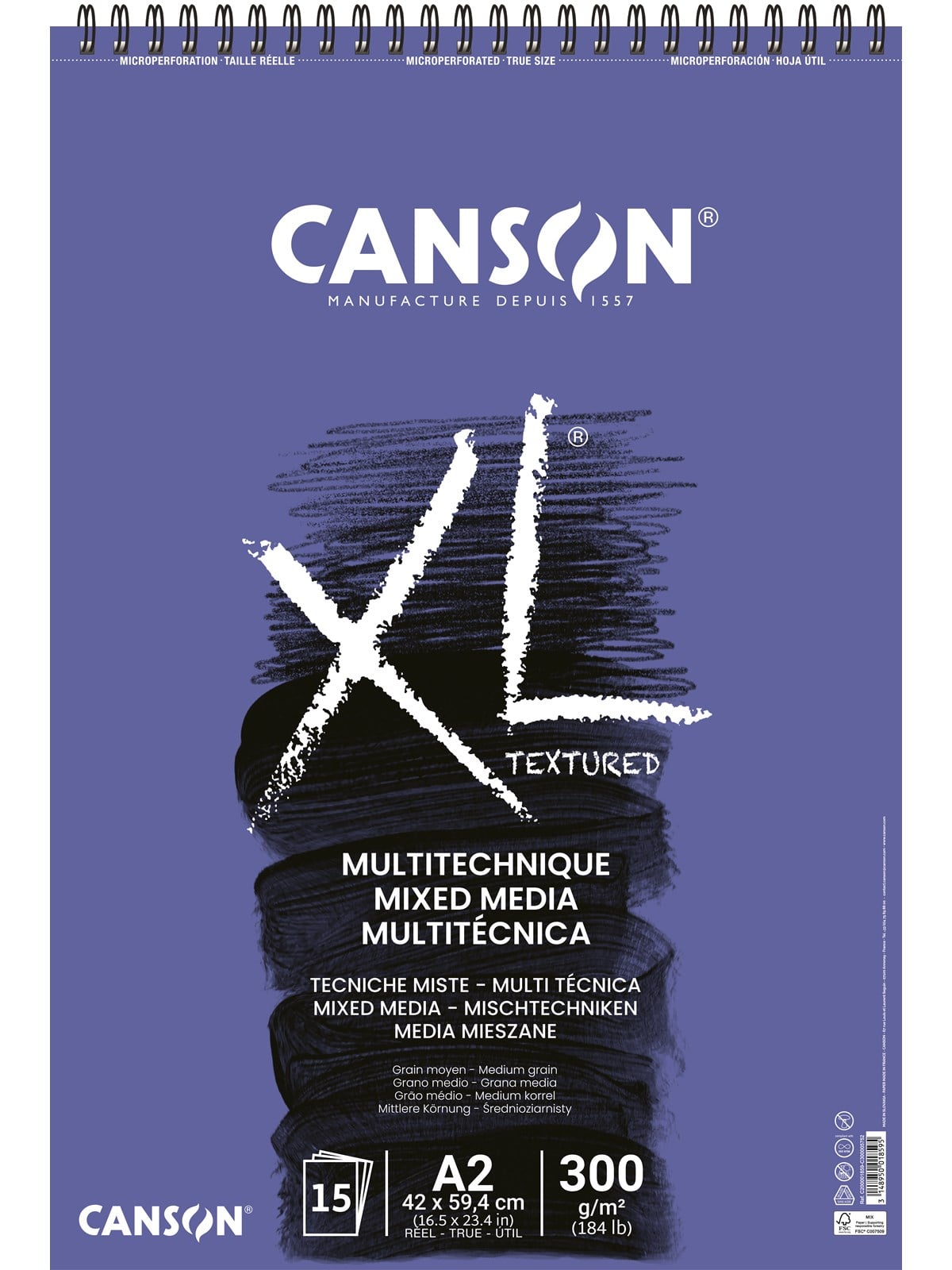 Canson XL Mix-Media MG A2 300G A2 Spiral 15 SH, Hobbyartikel