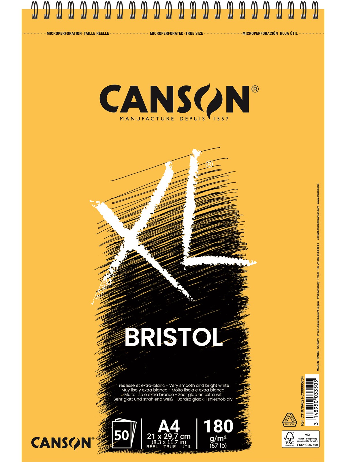 Canson XL Bristol VS A4 180G Spiral 50 SH, Hobbyartikel
