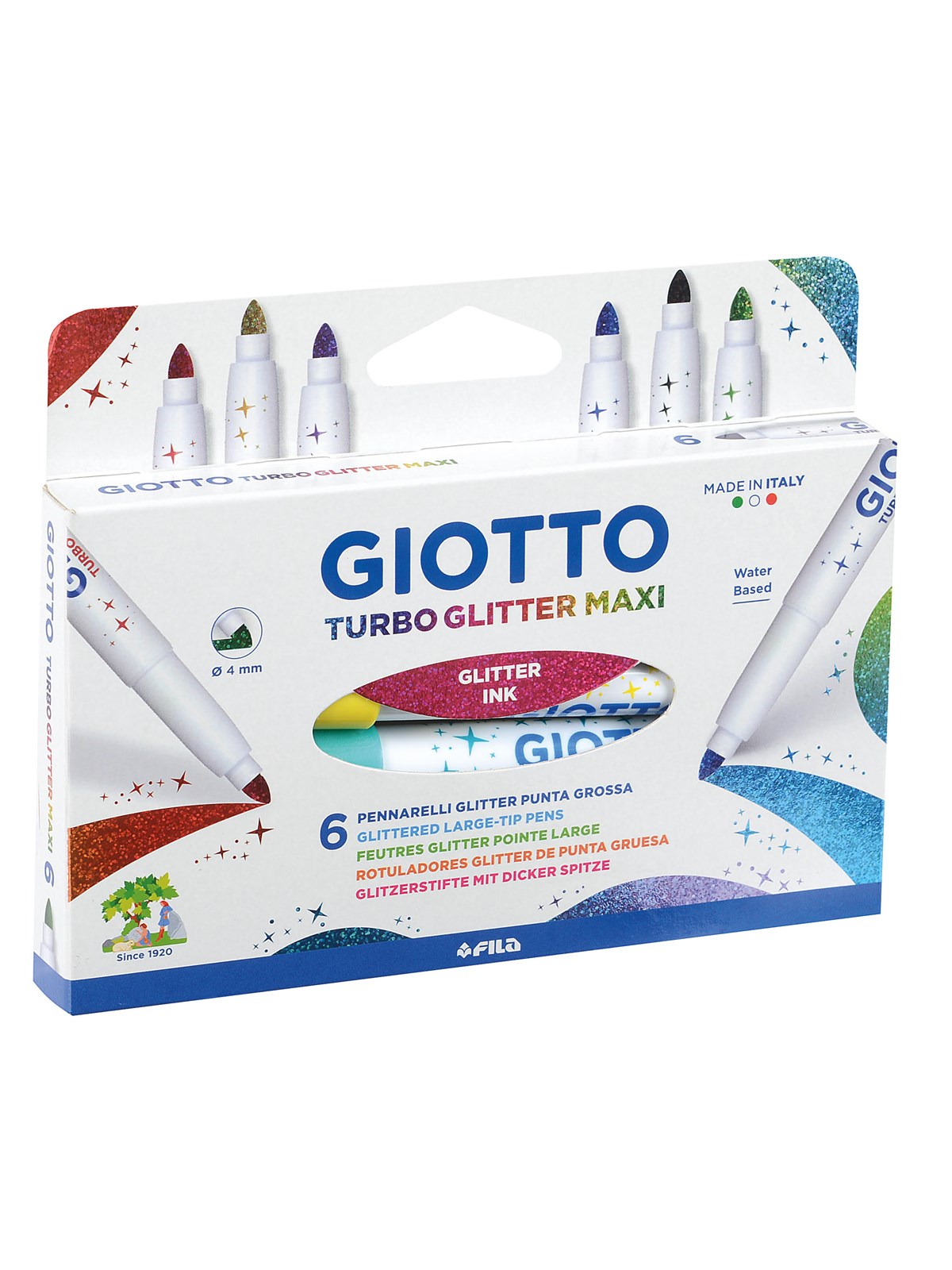Giotto Turbo Glitter Maxi 6 pcs, Tegneværktøj