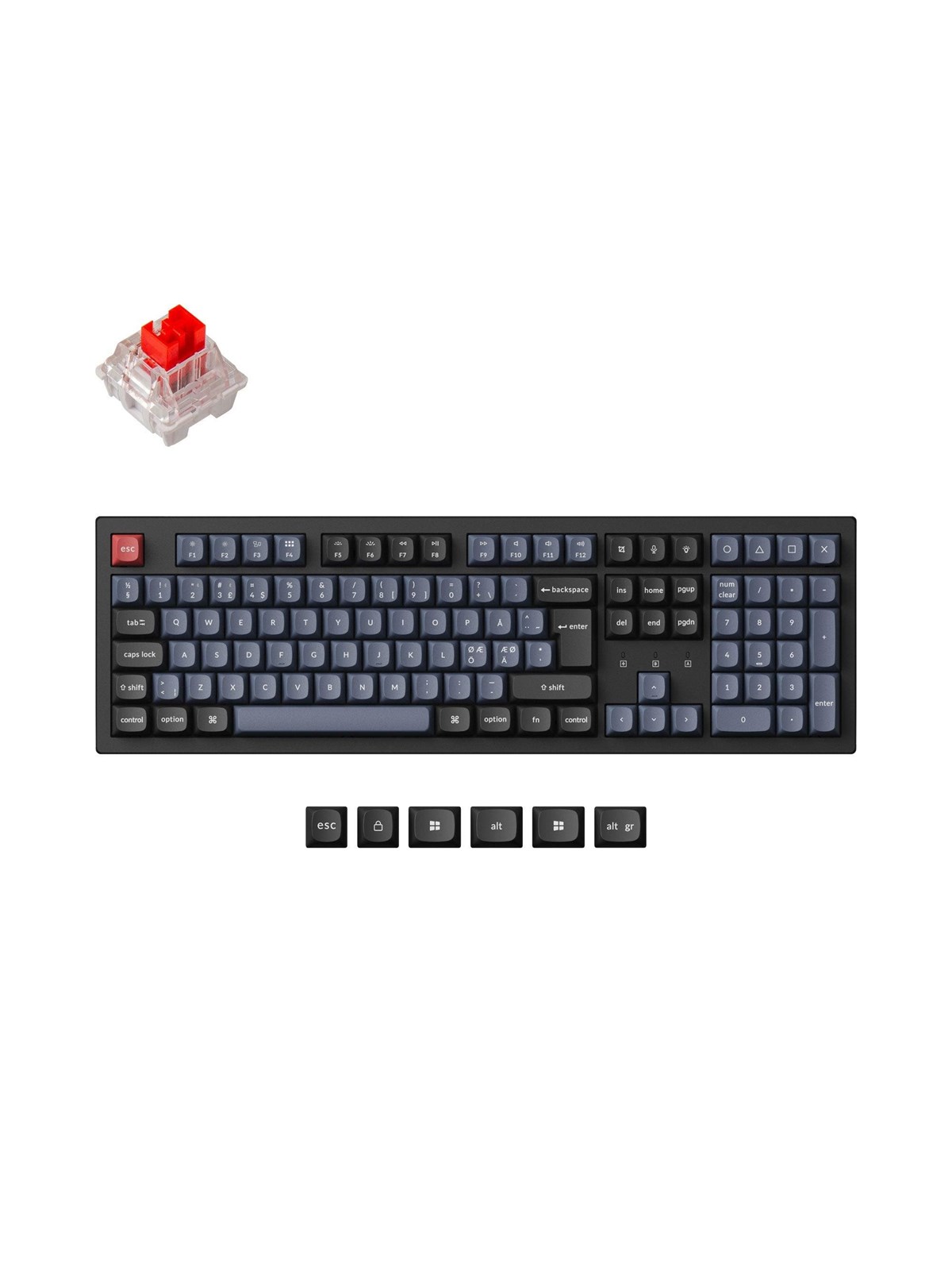 Keychron K10 Pro QMK/VIA Wireless RGB Hot Swap K Pro Red - Gaming Tastatur - Nordisk - Sort