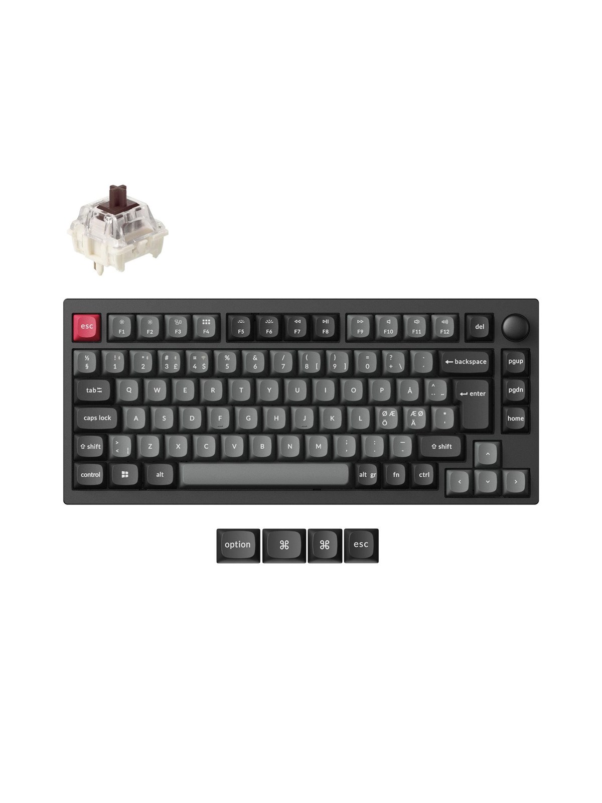 Keychron Lemokey P1 Pro - Gaming Tastatur - Uden Numpad - Nordisk - Sort