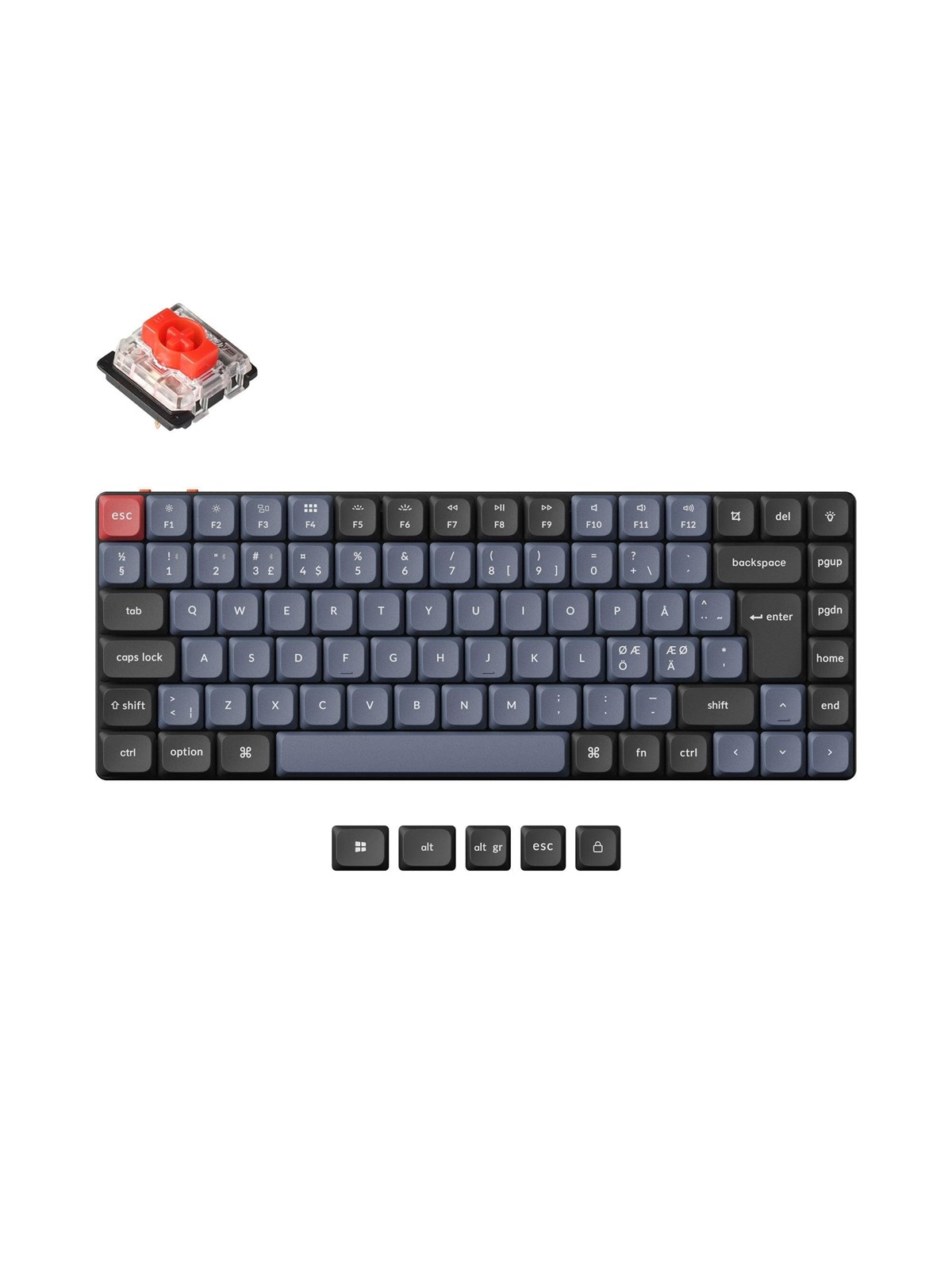 Keychron K3 Pro QMK/VIA Wireless - Gateron Low Profile Red - Gaming Tastatur - Uden Numpad - Nordisk - Sort