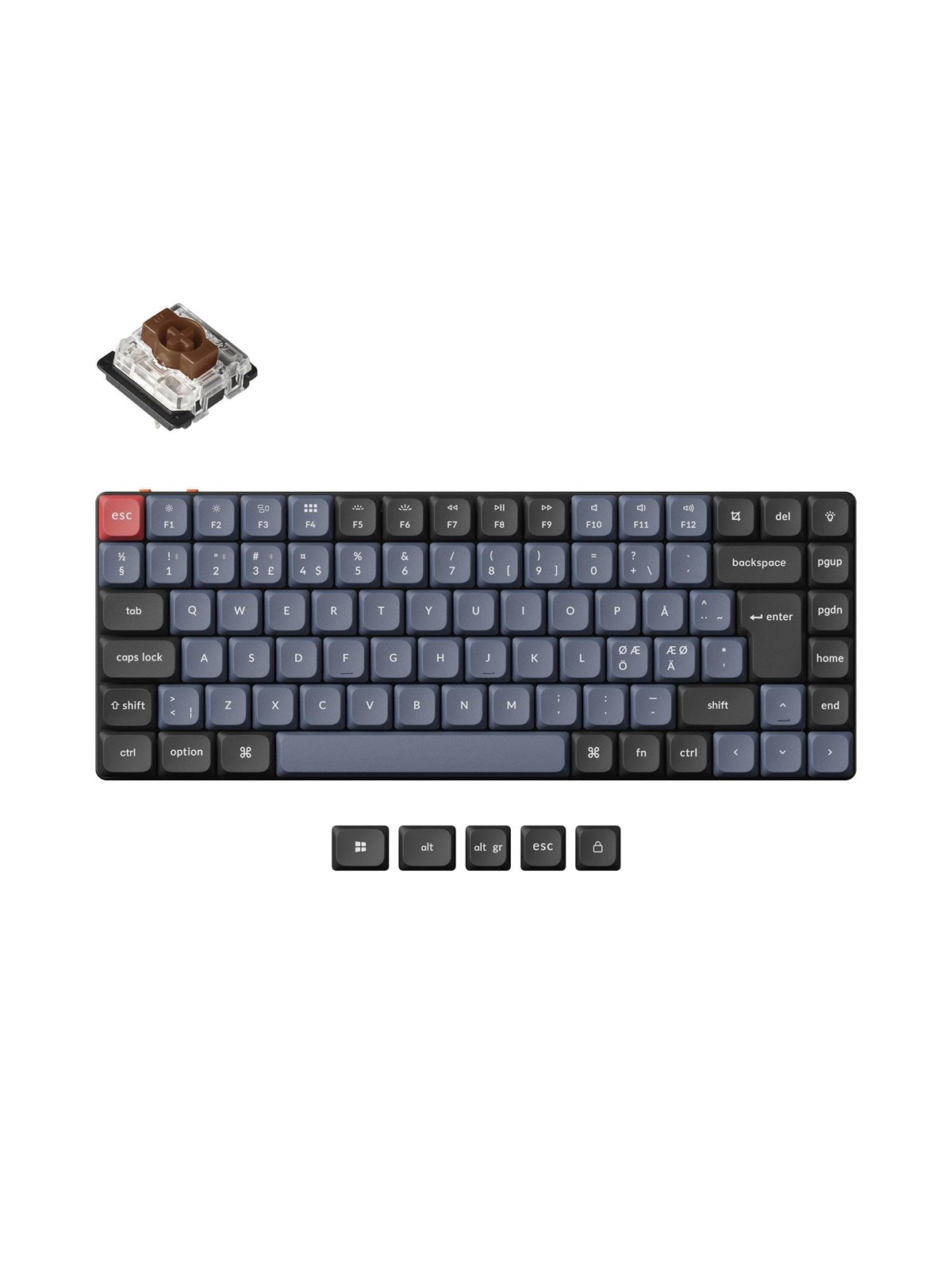 Keychron K3 Pro QMK/VIA Wireless - Gateron Low Profile Brown - Gaming Tastatur - Uden Numpad - Nordisk - Sort