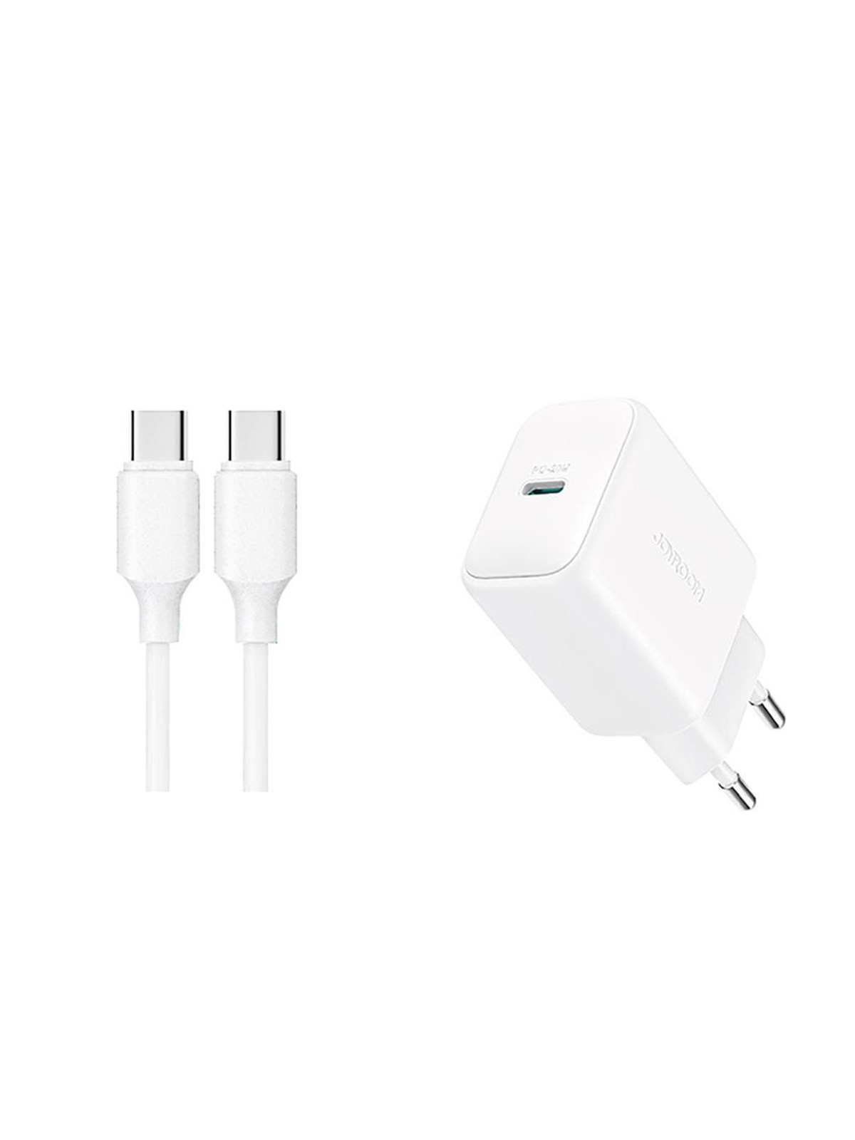 Joyroom JR-TCF20 USB-C PD 20W network charger - white + USB-C / USB-C cable 1m