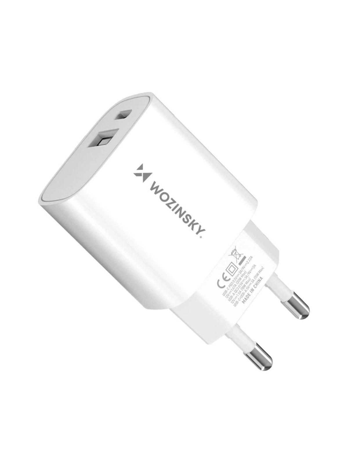 Wozinsky WGWCW USB-A USB-C 20W AC Charger - White, Mobil Oplader