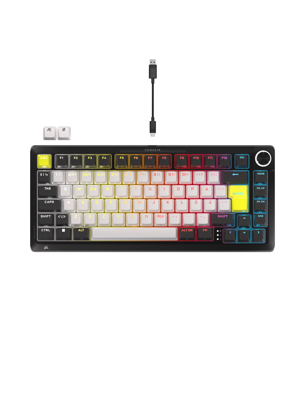 Corsair MAKR PRO 75 Hall Effect DIY - Gaming Tastatur - Uden Numpad - Nordisk - Sort