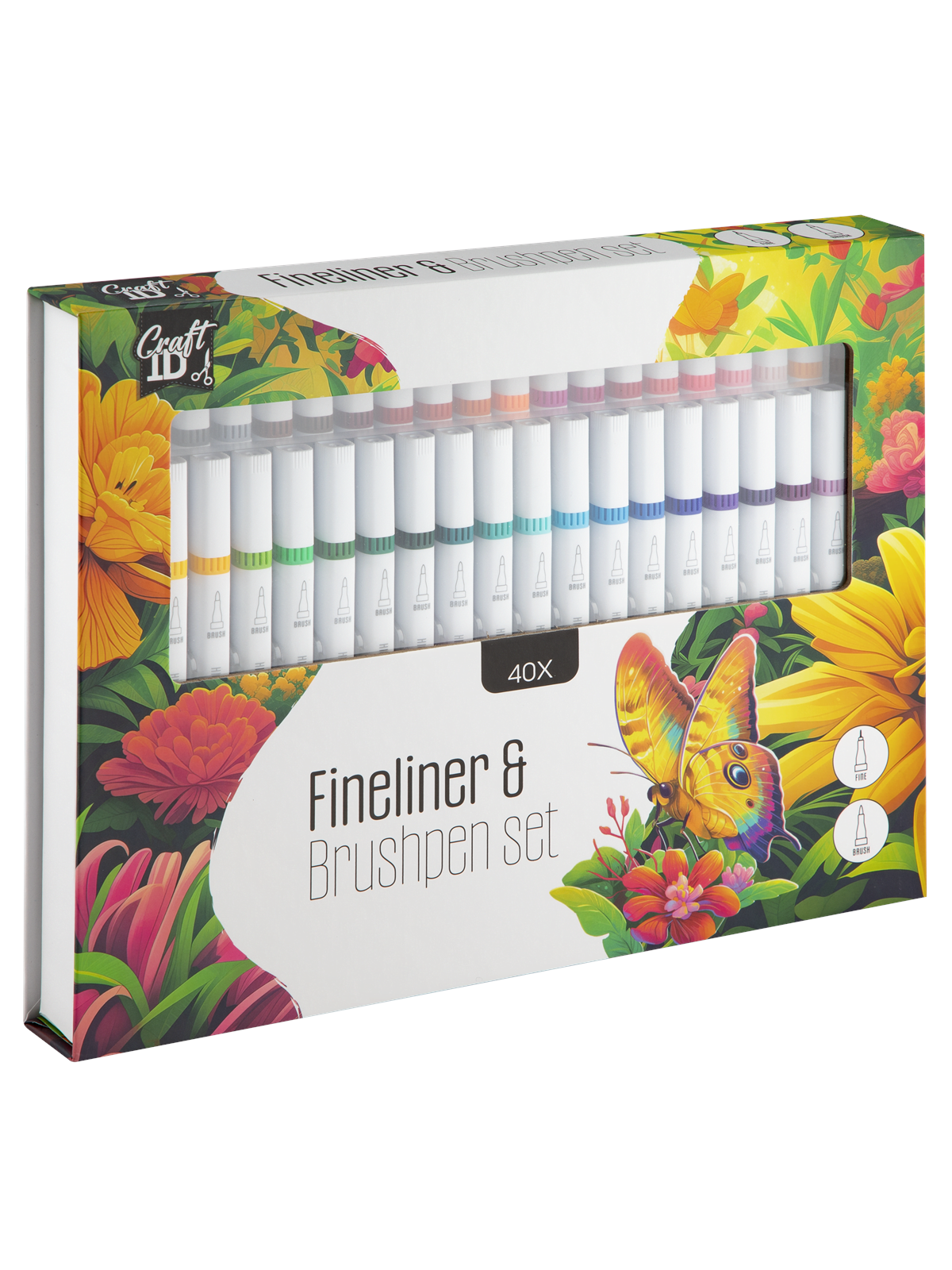 Craft Sensations Fineliner & Brushpen set - 40 pcs, Hobbyartikel