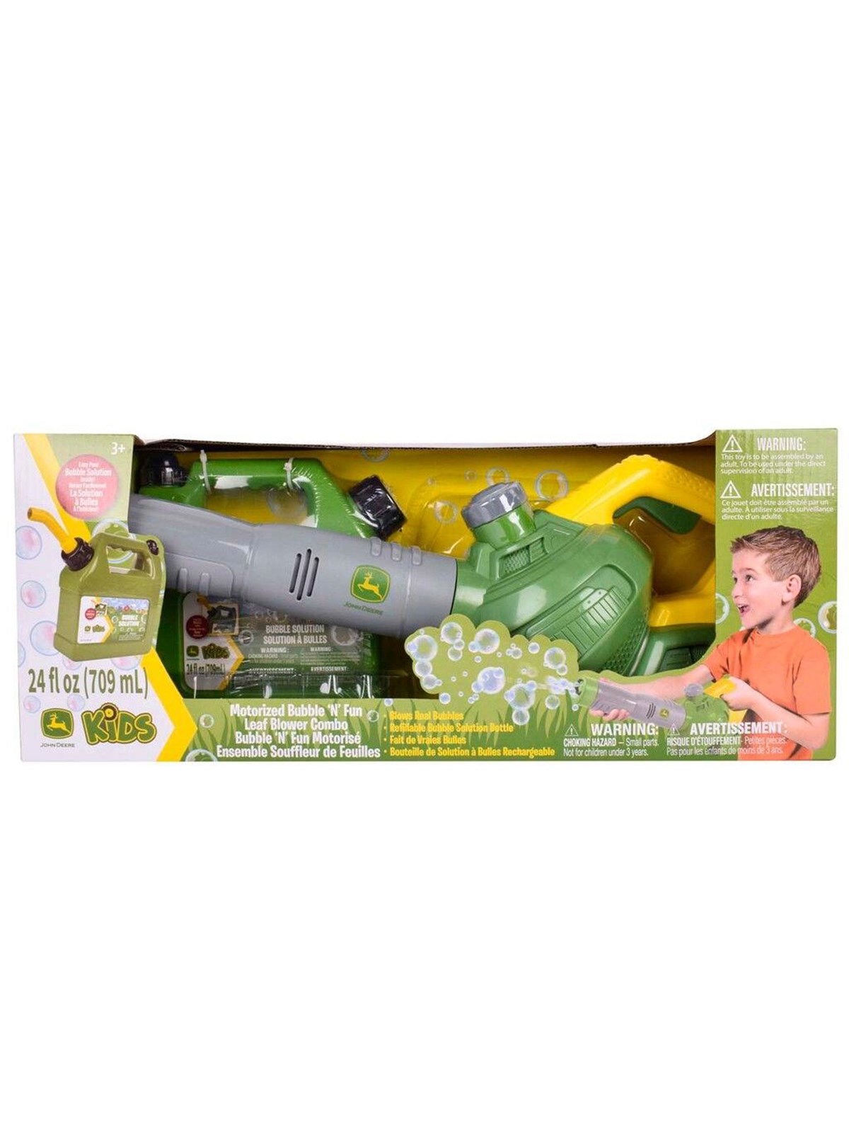 John Deere Bubble Leaf Blower & Refill Can, Babylegetøj