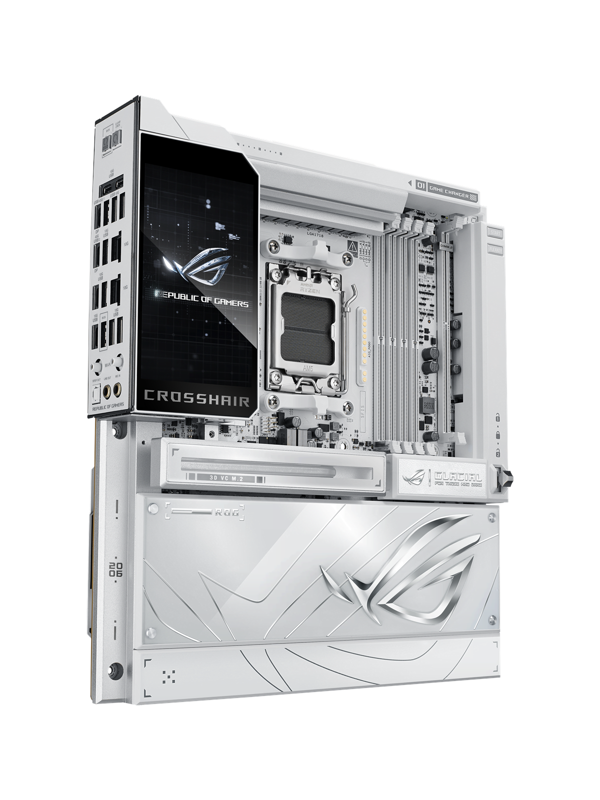 ASUS ROG CROSSHAIR X870E GLACIAL Bundkort - AMD X870E - AMD AM5 socket - DDR5 RAM - Extended ATX
