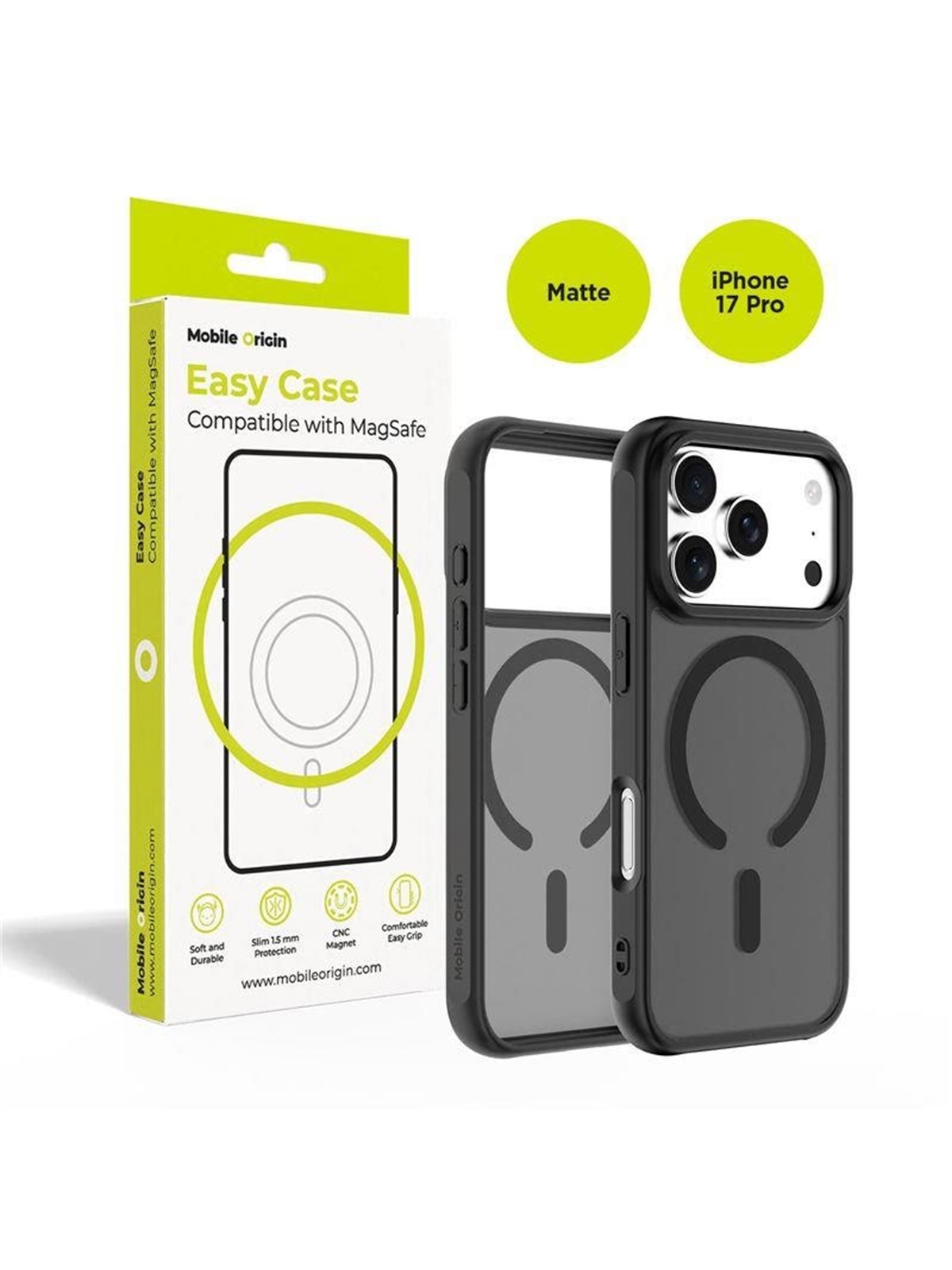 Mobile Origin Hybrid MagSafe Case - matte black - iPhone 17 Pro, Mobilcover