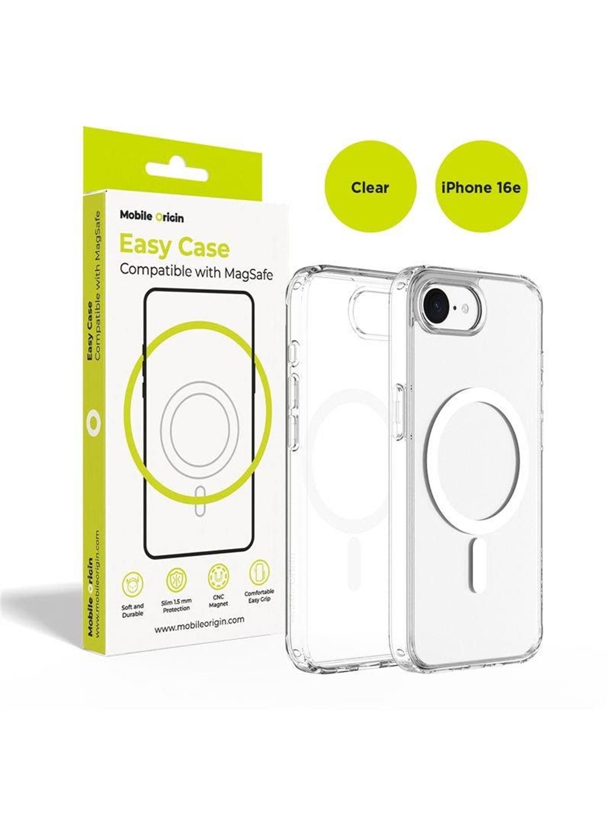 Mobile Origin Hybrid MagSafe Case - clear - iPhone 17e/16e, Mobilcover
