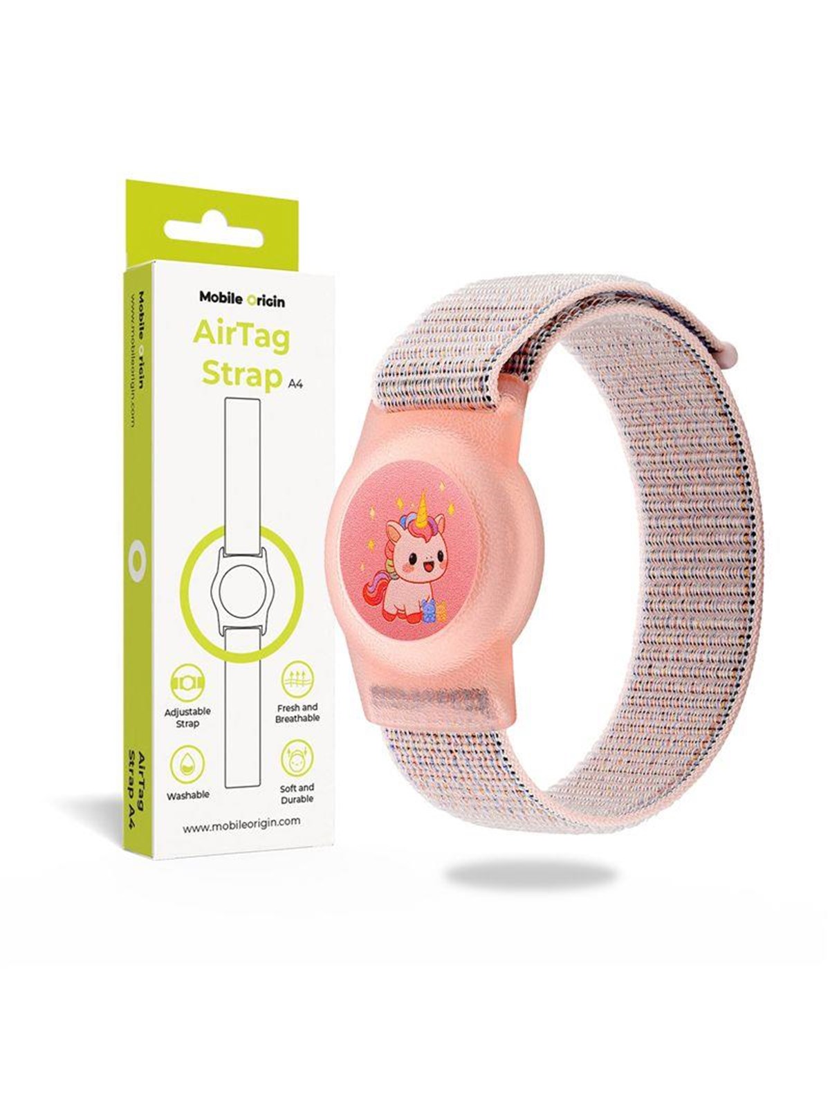 Mobile Origin AirTag Strap - pink unicorn, Smartwatch Tilbehør