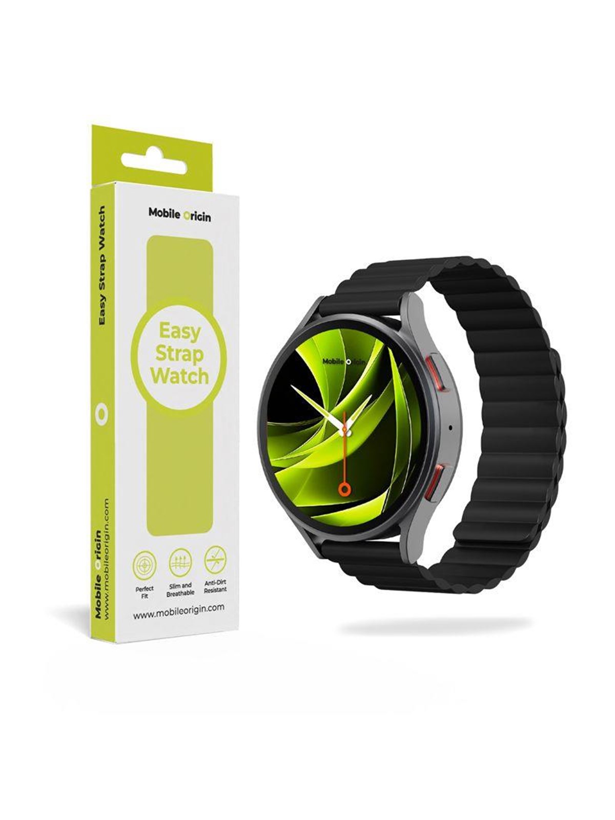 Mobile Origin Easy Strap Magnetic Watch 20mm Black, Smartwatch Tilbehør