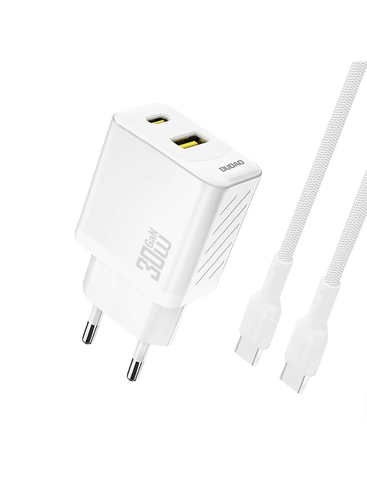 Dudao A27TCEU PD 30W GAN USB-A USB-C wall charger with USB-C cable - white