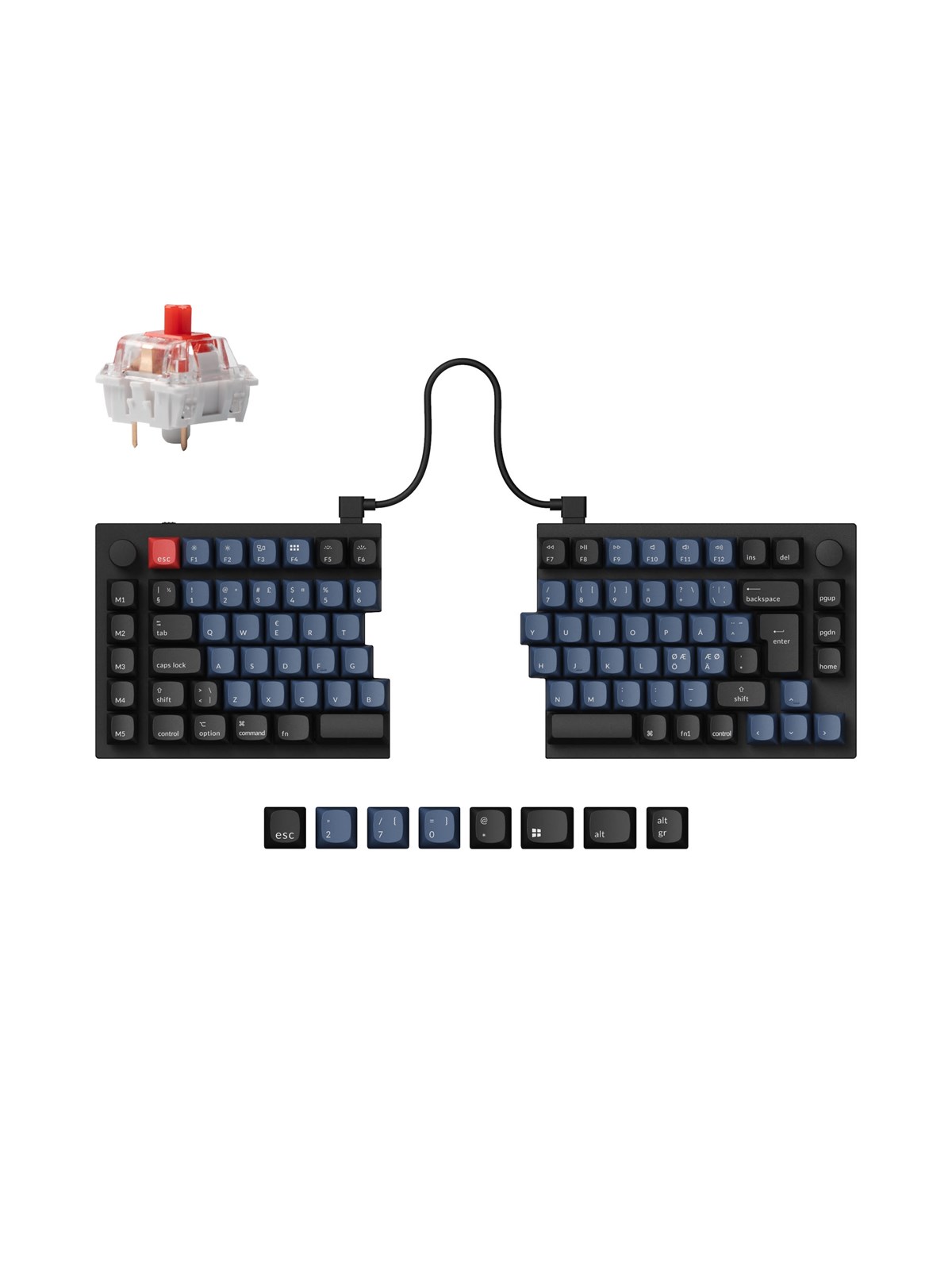 Keychron Q11 Split 75% Knob QMK/VIA - Keychron K Pro Red - Ergonomisk tastatur - Nordisk - Sort