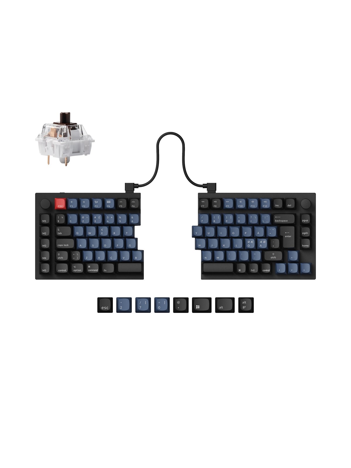 Keychron Q11 Split 75% Knob QMK/VIA - Keychron K Pro Brown - Ergonomisk tastatur - Nordisk - Sort
