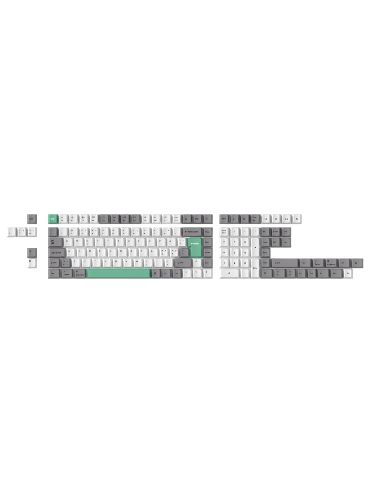 Keychron PBT Full Keycap Set Gray White Mint, Systemtilbehør