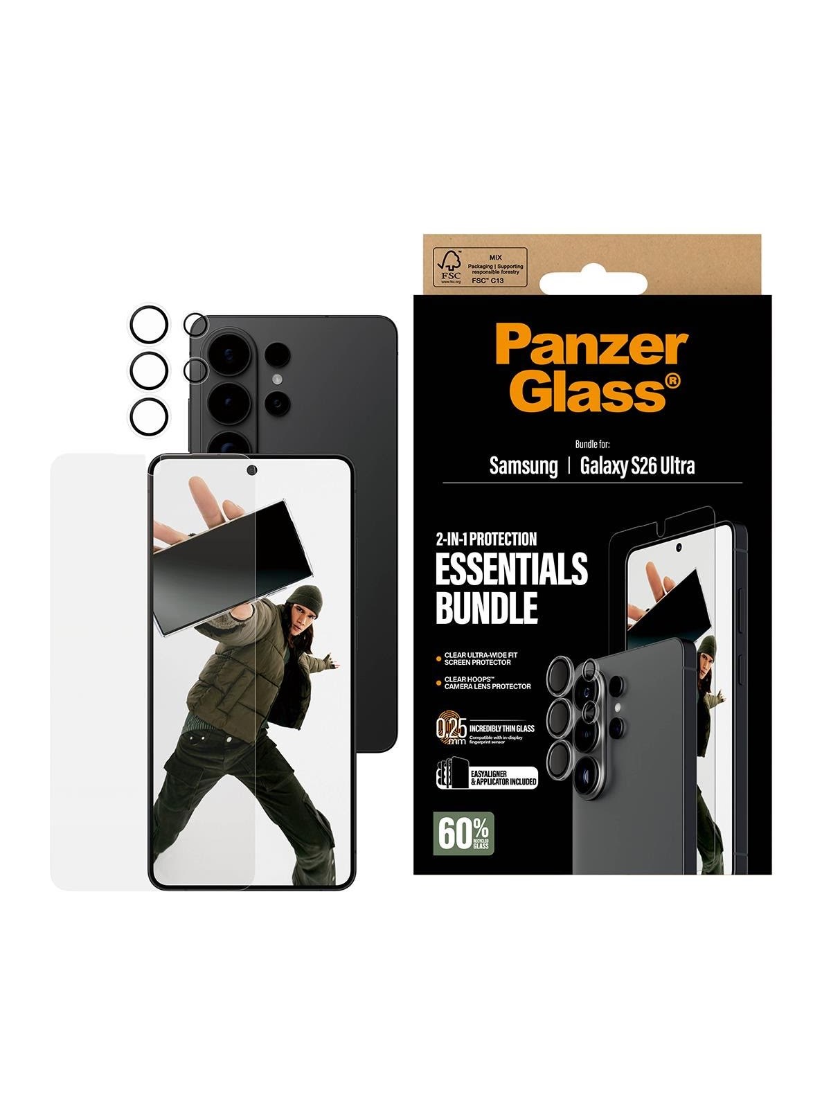 PanzerGlass Hoops 2-in-1 Bundle Samsung Galaxy S26 Ultra | Ultra-Wide Fit