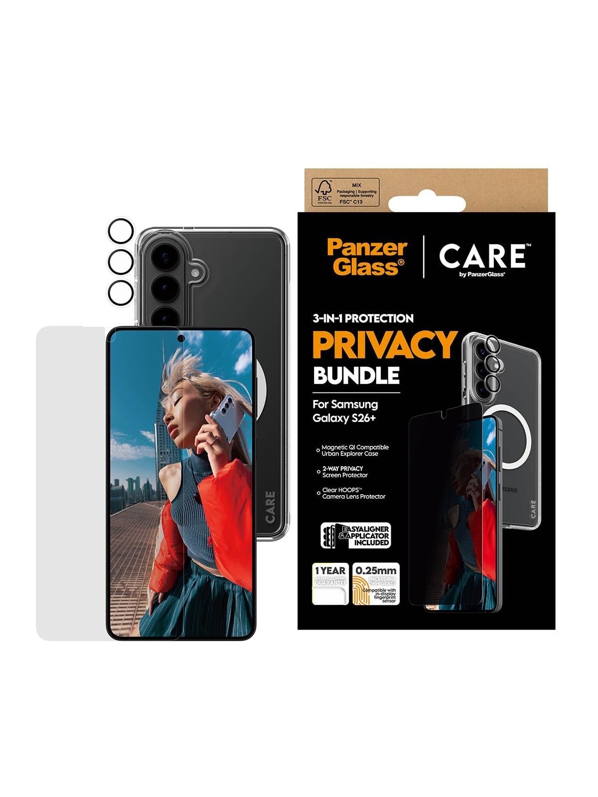 PanzerGlass Privacy 3-in-1 Bundle Samsung Galaxy S26+, Beskyttelsesglas
