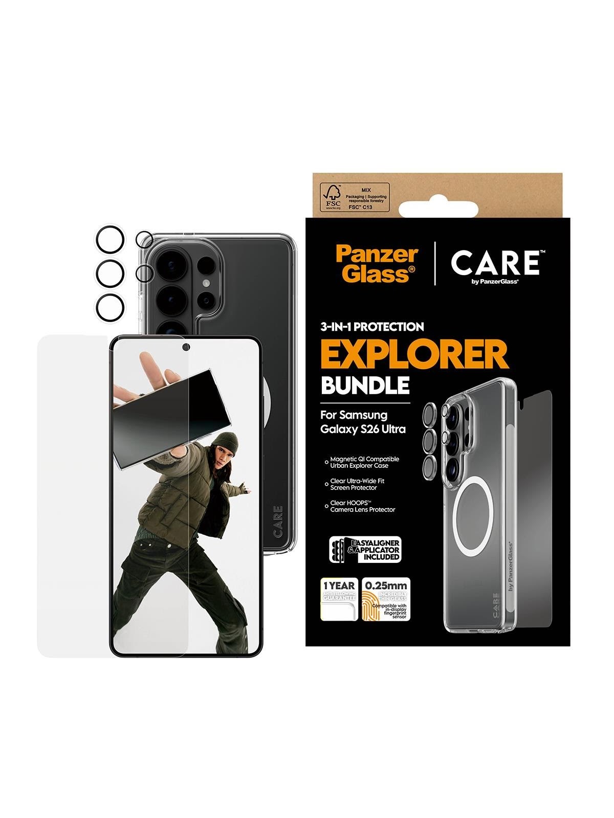 PanzerGlass 3-in-1 Bundle Samsung Galaxy S26 Ultra, Beskyttelsesglas