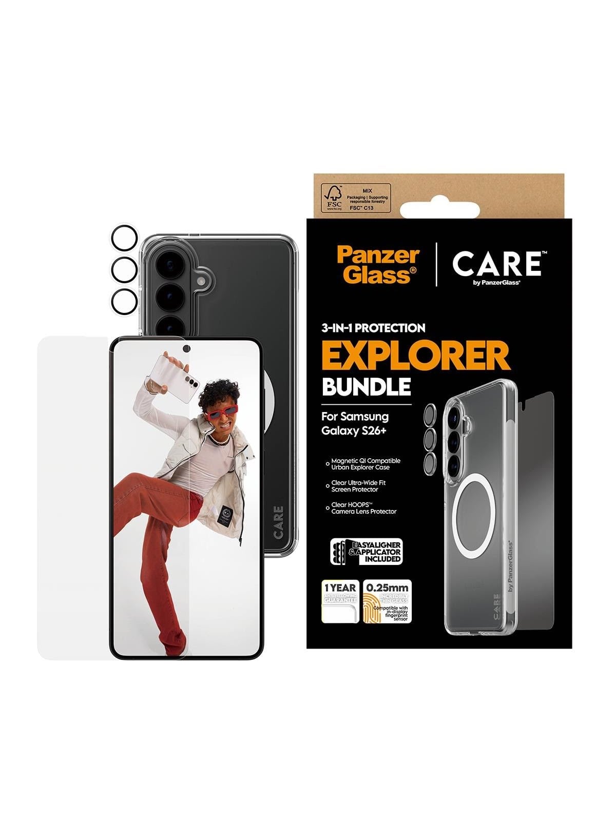 PanzerGlass 3-in-1 Bundle Samsung Galaxy S26+, Beskyttelsesglas
