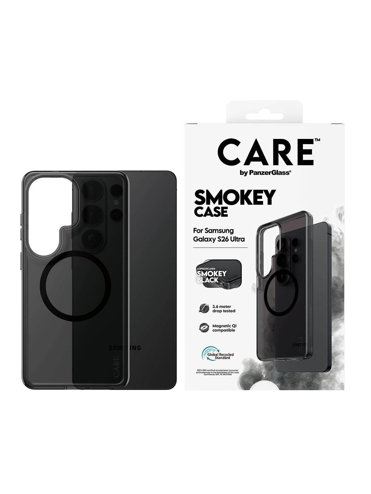CARE by PanzerGlass Urban Explorer Case Smokey w. Black Qi Samsung Galaxy S26 Ultra
