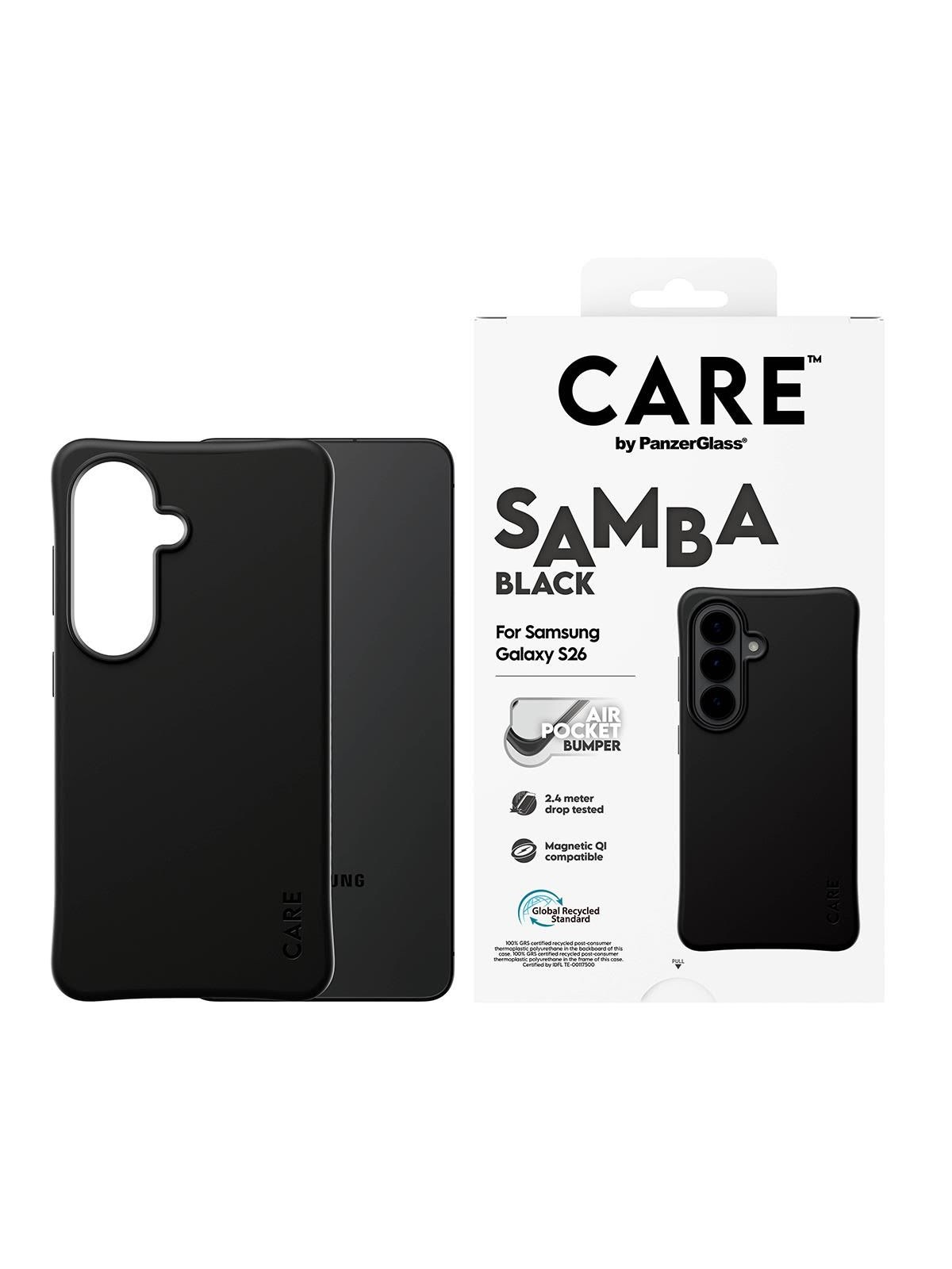 CARE by PanzerGlass Samba Case Black w. Qi Samsung Galaxy S26, Mobilcover
