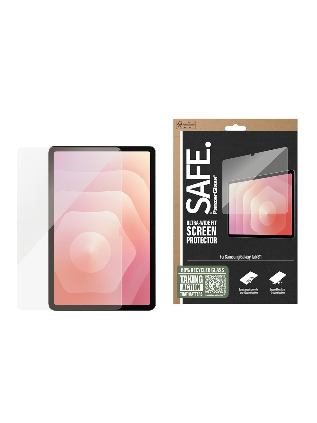 SAFE by PanzerGlass Screen Protector Samsung Tab S11 | Ultra-Wide Fit, Tablet Tilbehør