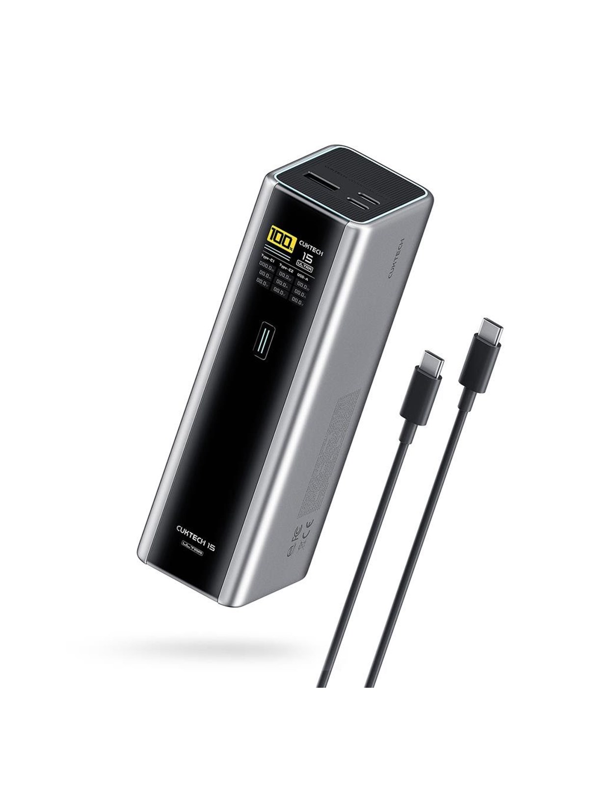 CUKTECH CKPB200UGLGR 210W 2 x USB-C 1 x USB-A Powerbank - Grå - 20000 mAh