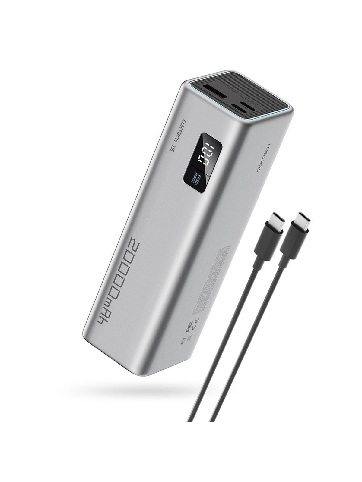 CUKTECH CUKP200XGLGR 100W 2 x USB-C 1 x USB-A Powerbank - Grå - 20000 mAh