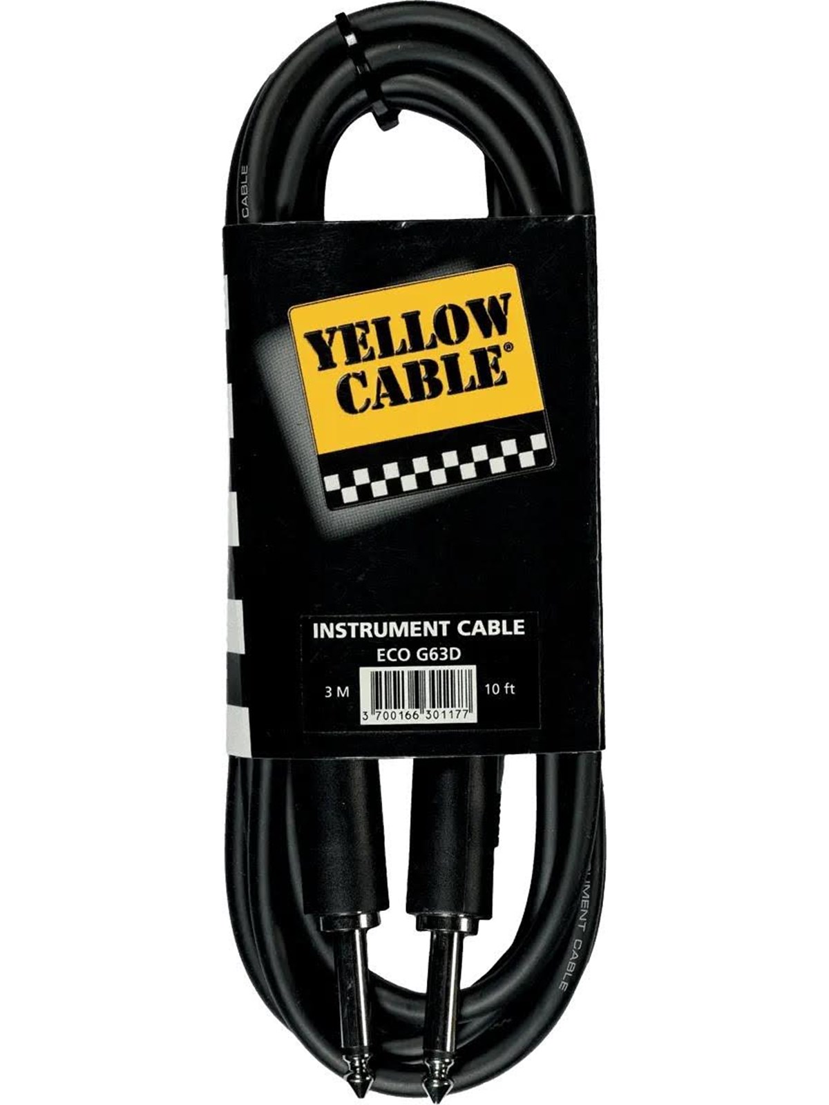 Yellow Cable G63D - 1/4" støbt Jack/Jack-kabel 3 meter, Audiokabel