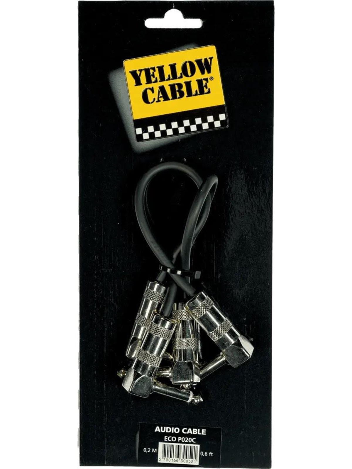 Yellow Cable P020 - 2 x 1/4" vinklet Jack/vinklet Jack patchkabel 20cm.