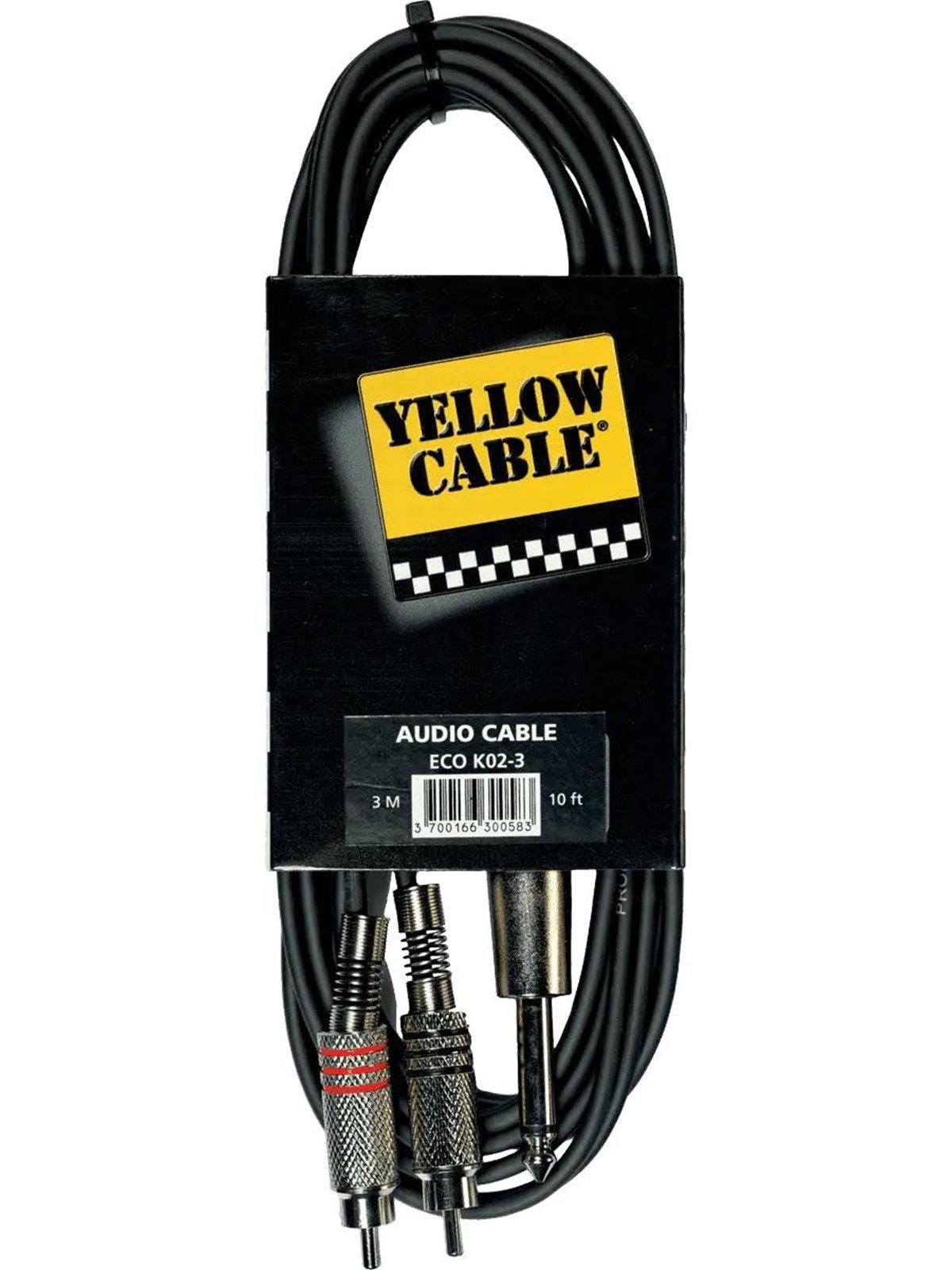 Yellow Cable K02-3 - 2 x RCA - 1/4" Jack mono-kabel 3m., Audiokabel